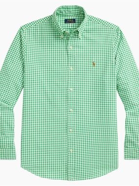 Ralph Lauren Green Gingham Button-Down Dress Shirt